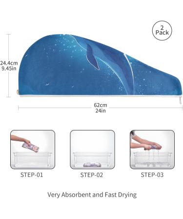 Dolphin Hair Towel 2 Pack | Super Absorbent Quick Dry Hair Turbans | Perfect for Women & Girls - Buy Online on GoSupps.com