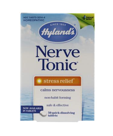 Hyland's Nerve Tonic Quick Dissolve Tablets, Stress Relief, 50 Tablets Per Bottle (2 Bottles)