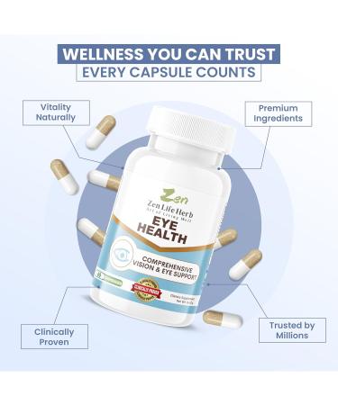 ZEN LIFE HERB Eye Health with Panax Notoginseng Astaxanthin Lutein and Zeaxanthin (60 Capsules) | GMP Certified - Buy Online on GoSupps.com