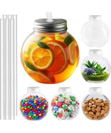 Plastic Fish Bowls for Drinks 500ml Party 6 Pack Small Fish Bowl Cups with Lids and Straws 6 Fishbowls