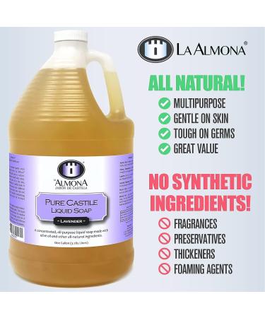 La Almona Lavender Castile Liquid Soap 1 Gallon - All-Natural Multipurpose Soap for Sensitive Skin - Hand, Face, Body, Laundry, Dishes & More - Scented with Essential Oils - 128 Fl Oz - Buy Online on GoSupps.com