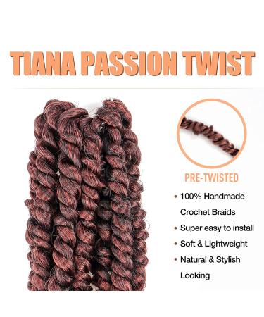 Tiana 10 Inch Passion Twist Hair - 7 Packs Orange Pre-Twisted Crochet Braids for Black Women | Synthetic Extensions (T350) - Buy Online on GoSupps.com