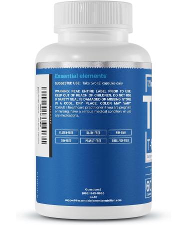 Essential Elements Male Health Supplement | T-Hero T-Health & Muscle Support with DIM Ashwagandha Shilajit - 60 Vegan Capsules - Buy Online on GoSupps.com