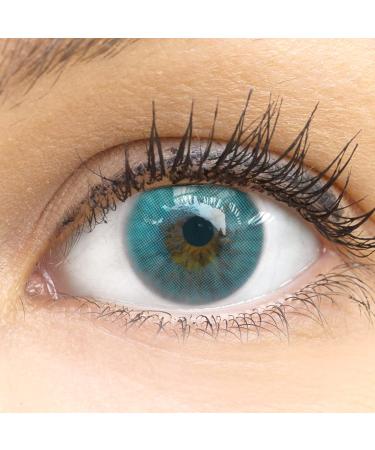 Glamlens contact lenses colored without strength colored monthly lenses soft lenses soft hydrogel 2 pieces of color lens + lentil container 0.0 diopters natural colors series amalfi marine (turquoise)