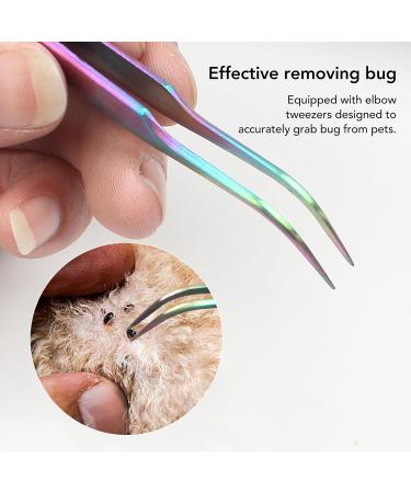 ChengyuWei Tool for Pets Stainless Steel Professional Tool for Dogs Pet Tweezers Stainless Steel Rustproof Coating Tweezers 2 in 1 Pet Tool for Dogs Cats Clean Tool for Pet - Buy Online on GoSupps.com