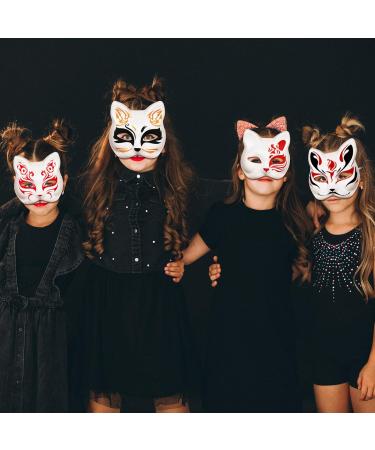 Pretyzoom 10-Piece Cat Mask Set - DIY White Cat Therian Masks for Halloween & Masquerade Cosplay - Buy Online on GoSupps.com