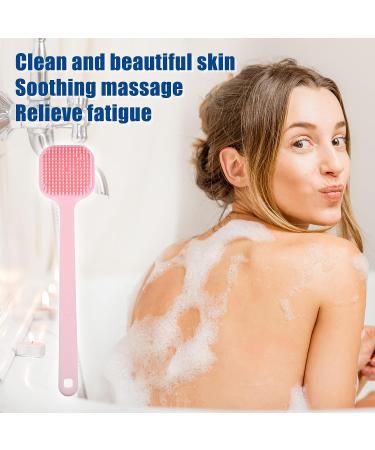 VOCOSTE Soft Silicone Bath Brush - Non-Slip Back Scrubber Shower with Long Handle in Pink for Men and Women - Buy Online on GoSupps.com