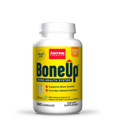 Jarrow Formulas BoneUp - 360 Capsules - Micronutrient Formula for Bone Health - Includes Natural Sources of Vitamin D3 Vitamin K2 ( as MK-7 ) & Calcium - 180 Servings 180.0 Servings (Pack of 1)