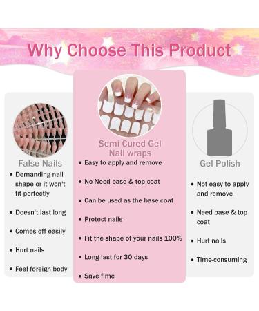 Semi Cured Gel Nail Strips 22 Stickers French Gel Nail Wraps White Tips French Nail Wraps Gel Nail Strips Easy Apply & Remove for Salon-Quality Manicure UV/LED Lamp Required French White - Buy Online on GoSupps.com