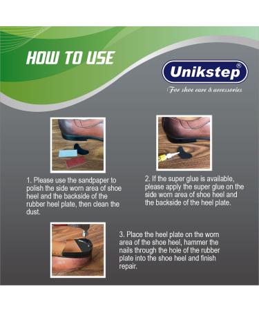 UNIKSTEP 8 Pairs Shoe Heel Plate Taps - Durable Rubber Patches & Replacement Kit for Shoe Heel Repair - International Shipping Available - Buy Online on GoSupps.com