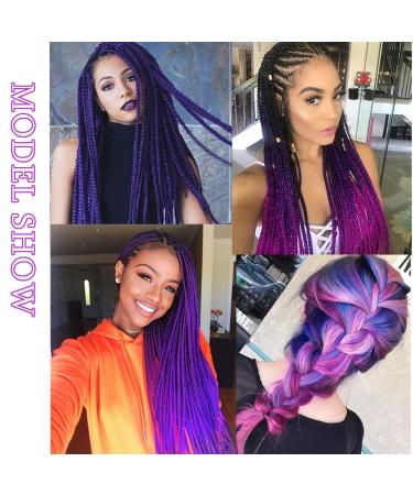 SEGO 5 Packs Crochet Braid Extensions - Kanekalon Hair in 3 Tones (Black Dark Pink Dark Blue) - 24 Length - Buy Online on GoSupps.com