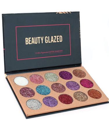 ROMANTIC BEAR 15 Colors Shimmer Glitter Diamond Rainbow Pigment Eyeshadow Palette Nude Beauty Make-up