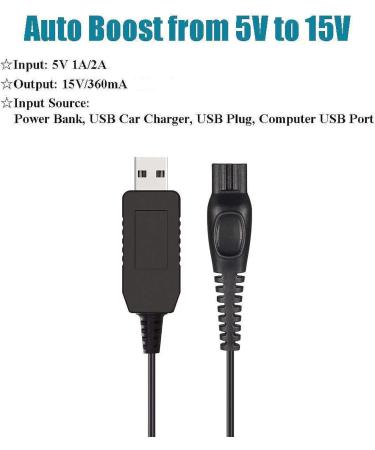 Hincore 5V USB to DC 15V Charger for Philips Razor Shaver - Replacement for HQ8505 9700 9300 8900 6100 5700 5550 3000 3500 4200 4500 - International Shipping Available - Buy Online on GoSupps.com