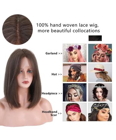 7JHH Short Straight Bob Lace Front Synthetic Wig - Shoulder Length Middle Part Highlighted Bob for Women - Daily Party & Cosplay Wear (15 Brown) - Buy Online on GoSupps.com