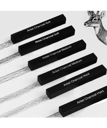 ANNECOSK 6 Pack Compressed-Charcoal-Sticks Vine Charcoal Sticks for Drawing Sketching Shading Art Supplies Sketch Kits Tools Soft Medium and Hard Grade 6Pack charcoal stick - Buy Online on GoSupps.com