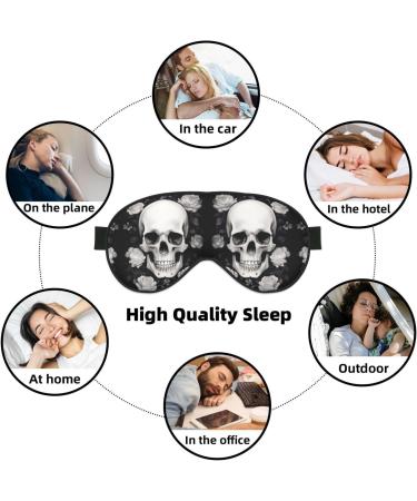 White Flowers & Skull Print Eye Covers | Soft Blackout Sleep Masks for Travel | Cute & Comfortable Eye Masks for Men & Women - Buy Online on GoSupps.com