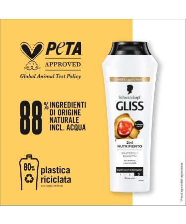  Gliss Gliss Schwarzkopf Gliss 2-in-1 Nutrition Shampoo & Conditioner Healthy Hair Softness and Brightness for Normal Hair with Hydrolyzed Keratin and Floral Nectar Pack of 6 x 250 ml - Buy Online on GoSupps.com