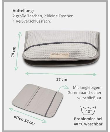 ULLENBOOM Diaper Bag - Waffle Uni Gray | EU Made Holds 3 Diapers & Accessories | Ideal Organizer for Strollers - International Shipping Available - Buy Online on GoSupps.com