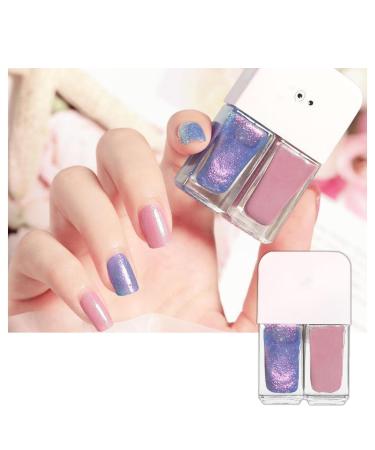 Nail Polish Set 2 in 1 Pink & Holographic Blue Nail Polish set Quick Dry Long Lasting Nail Varnish No Need Cure Cool Nail Polish DIY Nail Art Manicure at Home Gift for Girls & Women