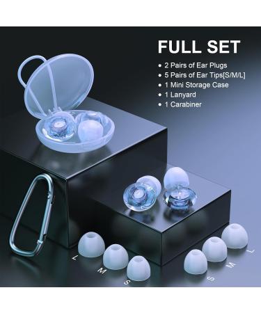 High Fidelity Ear Plugs for Concerts - Reusable Silicone Earplugs (2 Pack) with 5 Pair Ear Tips | Noise Cancelling 18-25 dB - Perfect for Rave Work & Musicians (Blue - Buy Online on GoSupps.com