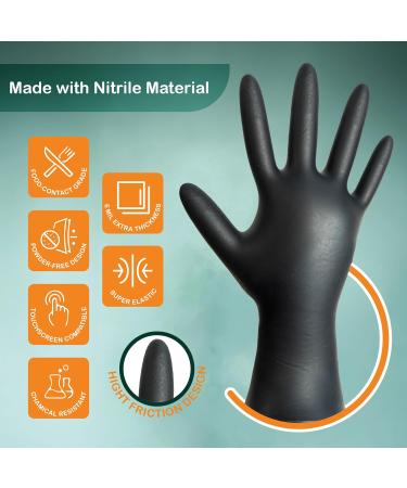 MiraPak - 6 Mil Thick Extra Durable Food-Safe Latex and Powder-Free Textured Grip Disposable Gloves Black Nitrile Gloves Large - Buy Online on GoSupps.com