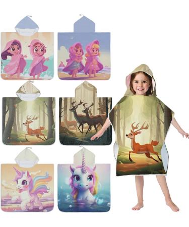 Aiiorber Children's Bath Towel with Hood - Soft Microfiber Fast Drying Deer Pattern 76x76cm - Perfect for Beach Pool & Bathroom - Buy Online on GoSupps.com