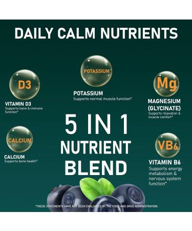 Fruitoday Cortisol Support Gummies for Daily Calm Magnesium Glycinate with Vitamin D3, B6, Potassium, and Calcium Blueberry Flavor, 60 Count - Buy Online on GoSupps.com