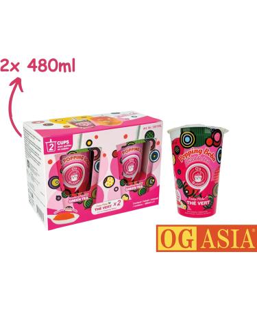 O's Bubble Tea Strawberry and Peach Tea Bags Refreshing Fruit Taste with Popping Boba Vegan & Gluten Free OG ASIA (2 x 480 ml) - Buy Online on GoSupps.com