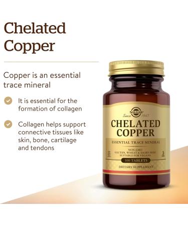 SOLGAR Chelated Copper Essential Trace Mineral - 100 Tablets - Buy Online on GoSupps.com