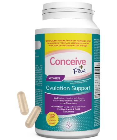 Conceive Plus Woman Support For Ovulation - Improves Ovarian Health & Hormonal Balance - Fertility With Myo-inositol Folic Acid Rooster 10 & Ginger - Supplement For Sopk - 120 Capsules
