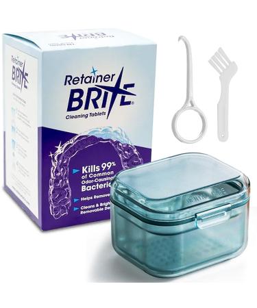 Retainer Brite Cleaning Kit Including 96 Tablets (3 Month Supply) and Case - Retainer Box Ideal for retainers mouthguard dentures invisalign. Removes Plaque and Tartar. (Blue) - Buy Online on GoSupps.com
