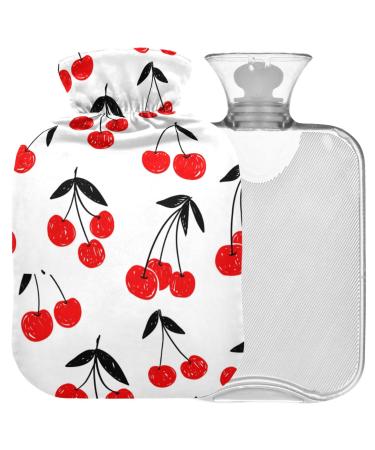 NAANLE CARTOON Cherry berry heat bottle with cover Transparent hot water bottle 1L heat bottle for bed handfoot warmer pain relief heat and cold therapy