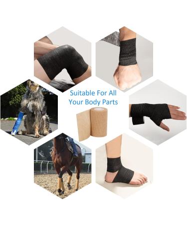 Self-Adhesive Legal Bandage 7.5cm x 4.5m - 6 Rolls Cohesive First Aid Wrap for Dogs Sports & Wrist Support - Skin Tone Elastic Bandage - Buy Online on GoSupps.com