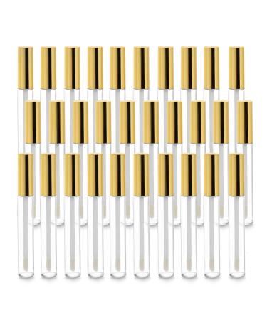 Vumdua 30 Pcs 10ml Empty Lip Gloss Tubes Containers  Refillable Lip Balm Bottles for DIY Makeup Such as Lip Samples  Homemade Lip Balm (Gold)