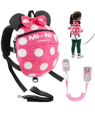 Toddlers Leash for Walking + Anti Lost Wrist Link Safety Wrist 4 in 1 for Toddlers Child Babies & Kids Safety Harness Kids Walking Wristband Assistant Strap Belt for Girls (Rose red)