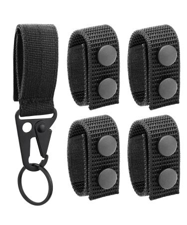 Belt Keepers with Tactical Gear Clip, Law Enforcement Nylon Duty Belt Keepers 2" with Key Holder UIInosoo for Police Black 5 Pcs