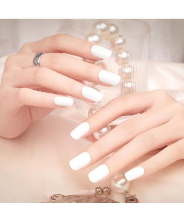DANNI & TONI 28 Stickers Semi Cured Gel Nail Polish Strips Gel Nail Stickers Solid Colour (Moonlit Frost) Salon-Quality Gel Nail Polish Strips Manicure Stickers Set