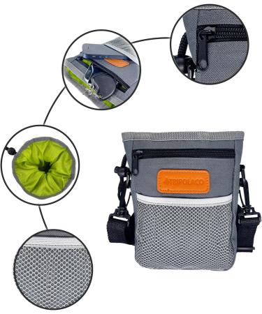 Tripolaco Versatile Dog Treats | Pet Training 2-Cup Capacity Integrated Feces Bag Dispenser & Clicker - Light Gray - Buy Online on GoSupps.com