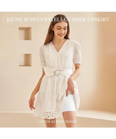 Simiya Women's High Waist Cycling Pants - 4-Pack Breathable Shorts for Summer | Black White Beige Pink | Ideal for Under Dress - Size M - Buy Online on GoSupps.com