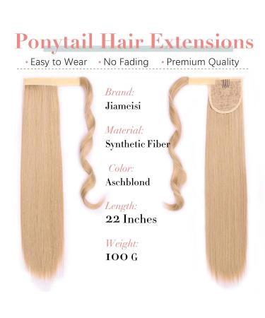 22-Inch Long Straight Ponytail Extension - Magic Paste Wrap Around - Synthetic Hair M24/33# - Dark Blonde & Bleach Blonde (110g) - Buy Online on GoSupps.com
