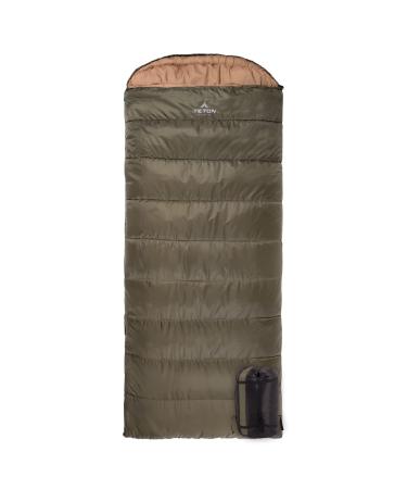 TETON Sports Celsius XL Sleeping Bag Great for Family Camping Free Compression Sack Right Zip Taffeta (0f) Green
