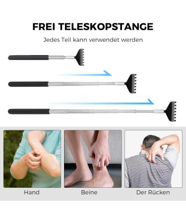 Vocibo Back Scratcher Set - 2 Stainless Steel Back Scratchers for Head & Body Massage - Pull-Out Design (Black) | International Shipping - Buy Online on GoSupps.com