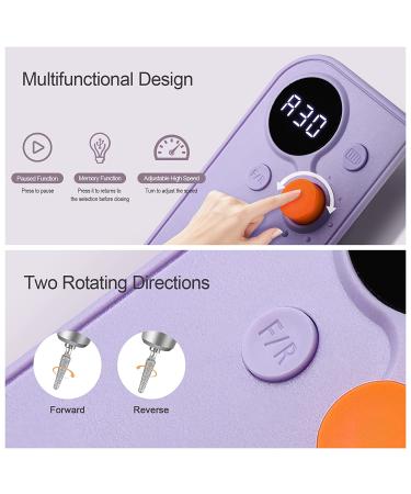 Portable Rechargeable Nail Drill Kit - 30000 RPM Cordless Efile Machine Set for Acrylic Nails Manicure Pedicure - Purple - Buy Online on GoSupps.com