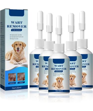 1/2/3/4/5Pcs Natural Dog Wart Removal Treatment | Dog Wart Remover | Dog Skin Tags with no Harm and Irritation | Effective Painless Wart Removal Treatment | Treatment for Dog Warts | 20ml (5Count (Pack of 5))