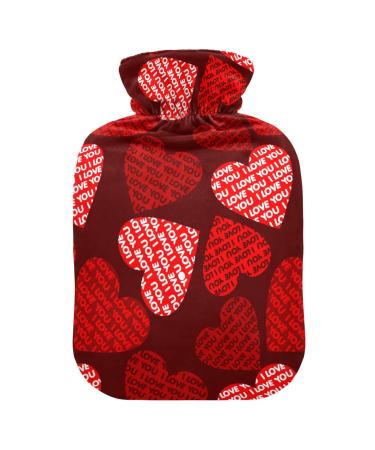 Valentine's Day Heart Hot Water Bottle with Cover Hot Water Bottles for Pain Relief Hot Water Bag Heating Bottles for Menstrual Cramps 1L