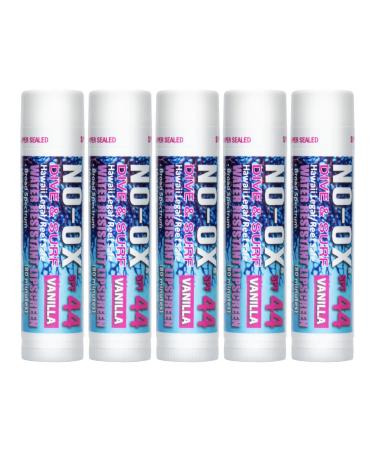 New 5-Pack NO-OX Sport SPF 44 Lip Balm - Moisturizing Vitamin E Sunscreen For Lips - All Season Broad Spectrum UV Protection - Waterproof 80 Minutes - NO-OX Protectant - Clear - Vanilla (Dive/Surf, - Buy Online on GoSupps.com