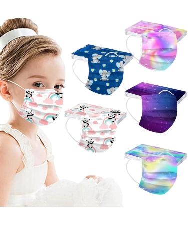50PC Colorful Patterns Design Disposable_Face_Mask 3-Ply Breathable Comfortable for Girls Boys Kids Use - Buy Online on GoSupps.com