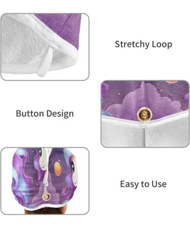 Super Absorbent Stars Purple Unicorn Hair Towel 2 Pack | Quick Dry Hair Turbans for Women & Girls | Perfect Hair Drying Accessories - Buy Online on GoSupps.com