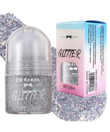 Jiounie Roll-On Glitter Body Gel for Shimmer Hair 25ml Silver