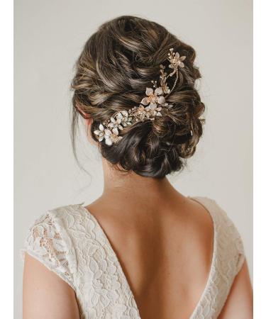SWEETV Gold Bridal Headband - Flower Wedding Hair Vine for Women - Buy Online on GoSupps.com